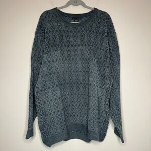 VTG 90s Knightsbridge‎ Men's L Geometric Textured Grandpa Sweater Cosby Acrylic
